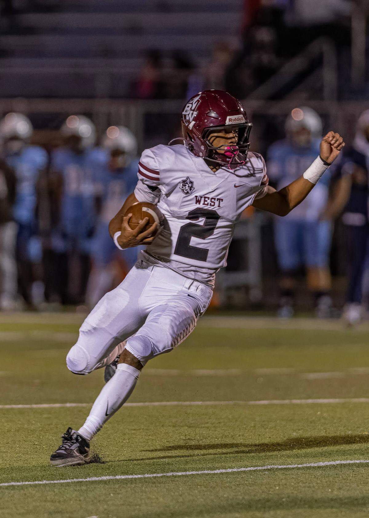 October 18, 2024 - Belleville IL, Belleville West Troy McLean (2) carries the ball during FridayÕs Southwestern Conference matchup between Belleville East and Belleville West [Photo: Jimmy Simmons]