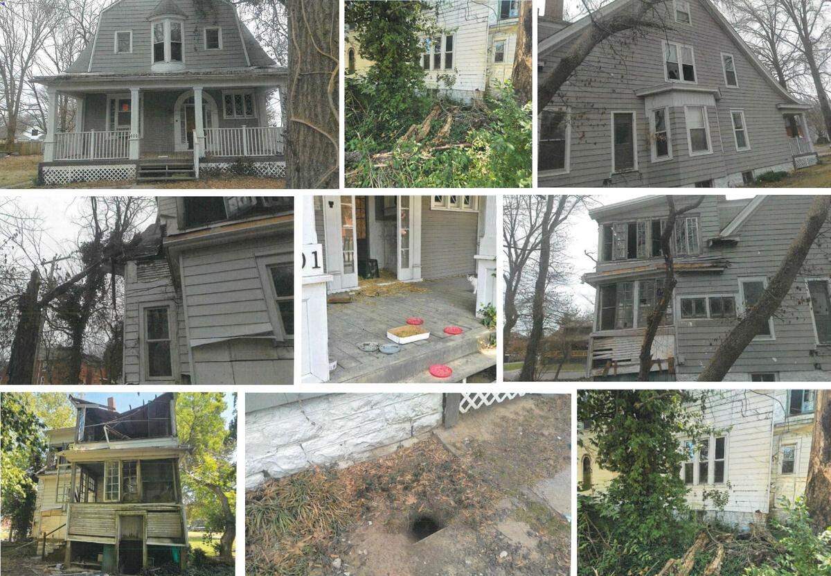 Belleville city officials took photos to document the derelict condition of a historic frame home at 401 S. Jackson St. before the owner, Mid America Contracting, demolished it last year. It was built in 1901.