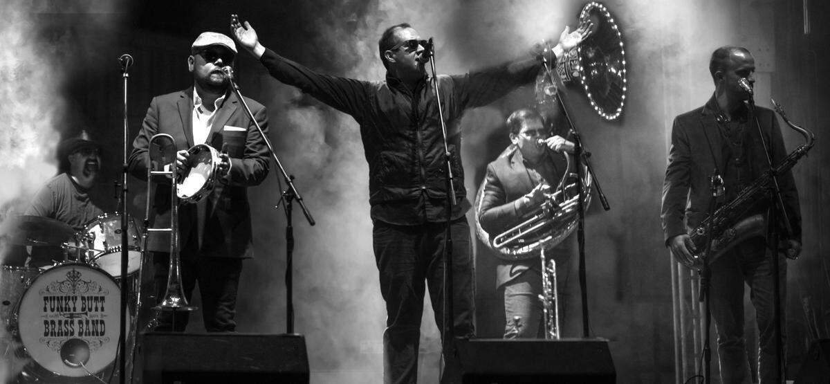 Funky Butt Brass Band performs at Alton Godfrey Rotary Park 7-9 p.m. Friday, Oct. 6.