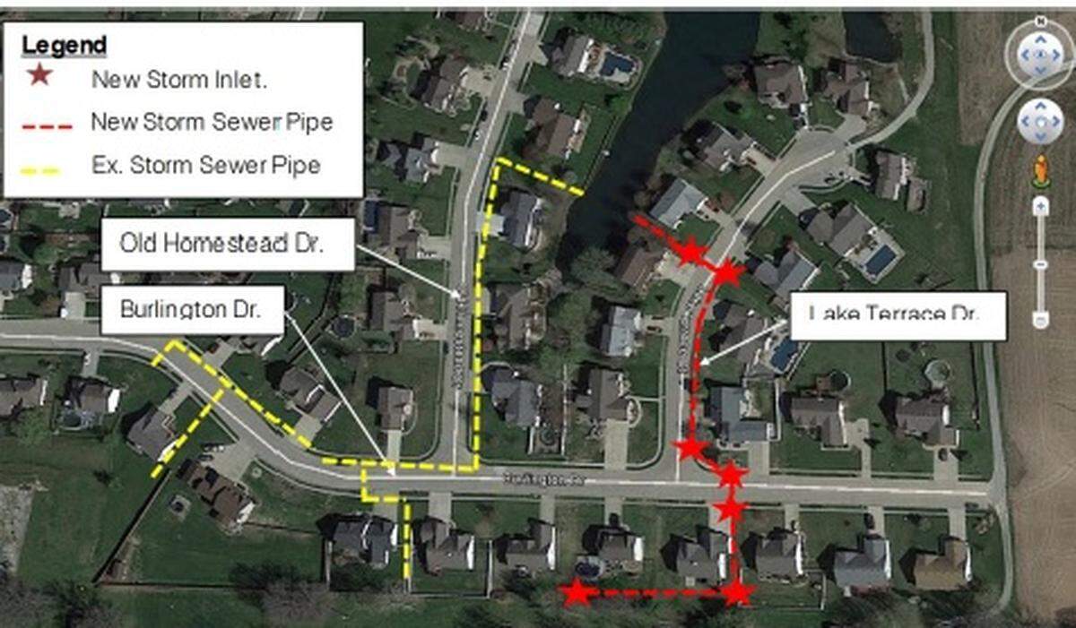 An additional pipe will be installed to double the capacity of storm water drainage.