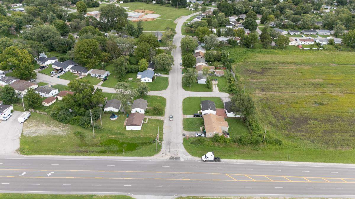 St. Monica Dr. as it intersects with IL-3, a four-lane highway, in Cahokia Heights on Aug. 1, 2024.