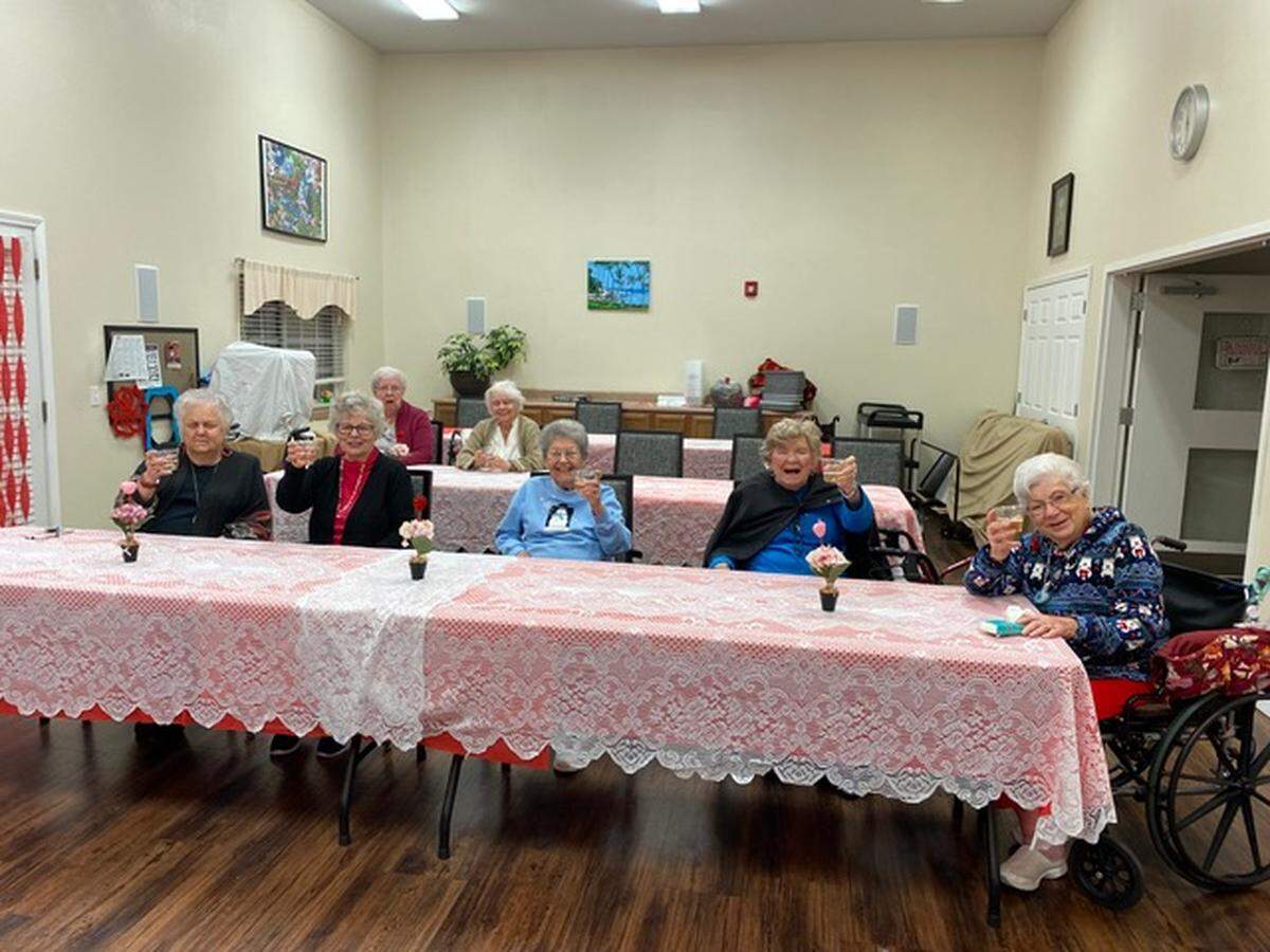 Cedarhurst of Highland residents participated in a virtual charcuterie event hosted by Candi Graves of Grazeful Gatherings in Columbia. Pictured are Rita Rinderer, Lois Conaway, Eileen Iberg, Norma Hotz, Joan Sackett, Joanne Klueter and Joanne Schwarztauber.