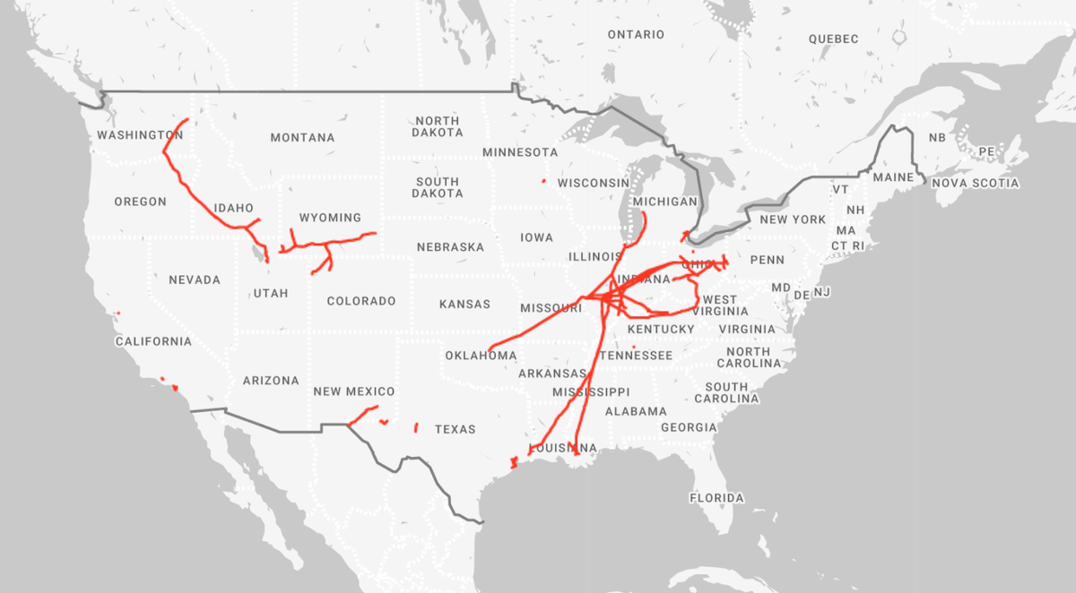 This map, part of Marathon Pipe Line’s interactive finder, shows MPL-operated pipelines in the U.S. (Marathon Pipe Line map)