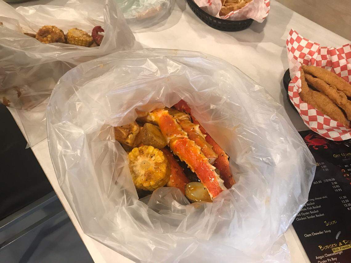 A look at a seafood boil bag from Jack Crab. The popular item contains boiled seafood and spices.