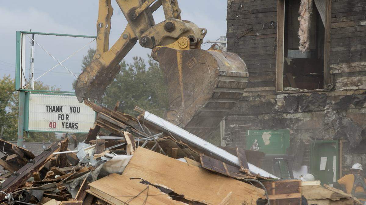 Demolition on the former Dandy Inn building in Fairview Heights started Wednesday and continued Thursday. Plans call for construction of a new Moto convenience store and gas station on the site.