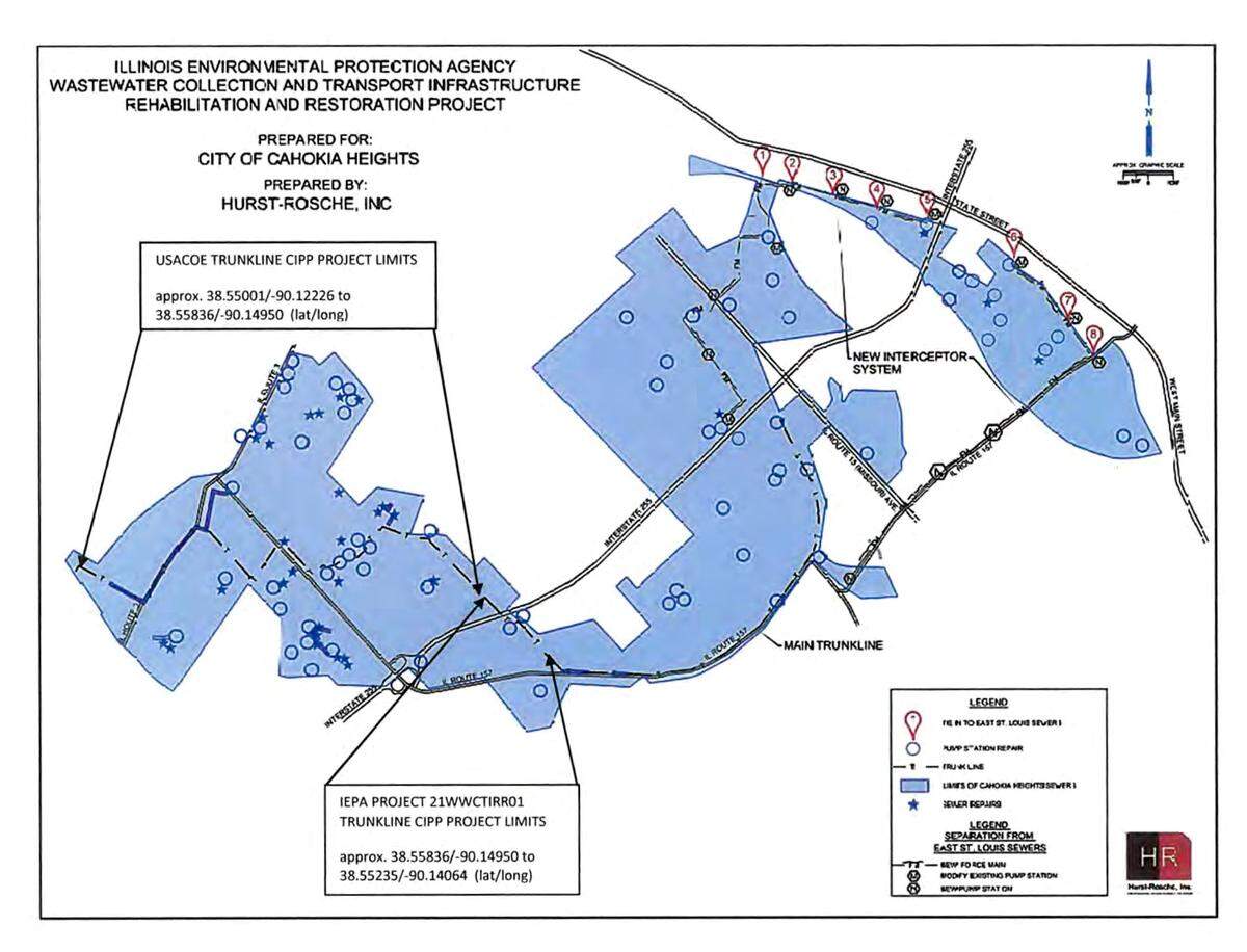 Provided map of Cahokia Heights infrastructure project.
