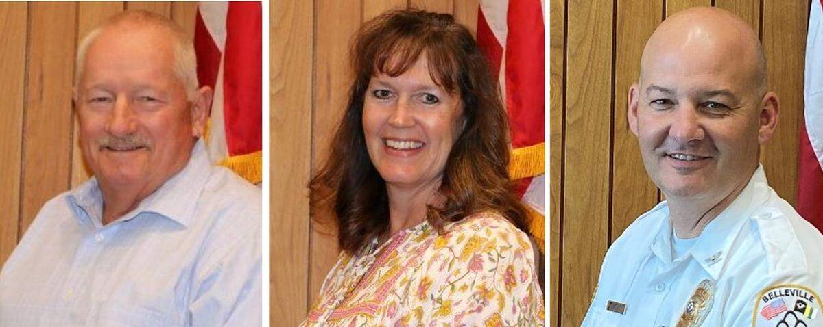 Belleville officials grappling with the problem of squatters camps around Southside Park include, left to right, Ward 5 Alderman Ed Dintelman, Ward 5 Alderwoman Shelly Schaefer and Police Chief Matt Eiskant.