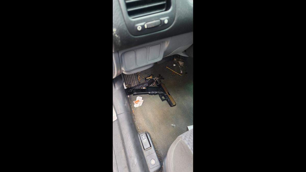 This is one of four guns seized by East St. Louis police officers last week after four people were arrested after guns were brandished outside a school.