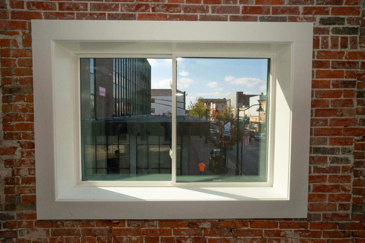 Some of the defining characteristics of the apartments at 300 E. Main St. are the in-unit exposed brick and the views of Belleville’s downtown.