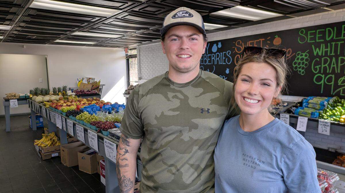 Mike Freukes and Sarah Sadtler, owner of Mike & Sarah’s Produce in Collinsville