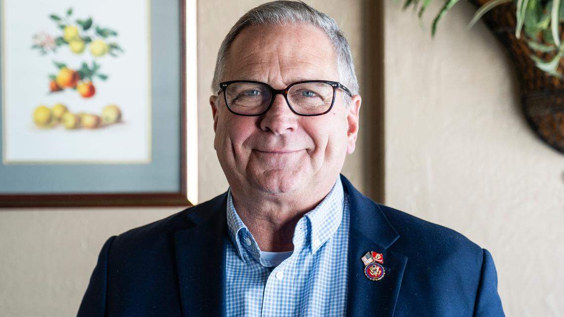 U.S. Representative Mike Bost, R-Murphysboro, poses for a portrait during a campaign event on Saturday, Feb. 17, 2024, at Eckert’s Country Restaurant in Belleville. Bost is facing a primary challenge in the 12th District of Illinois by former state representative and gubernatorial candidate, Darren Bailey.