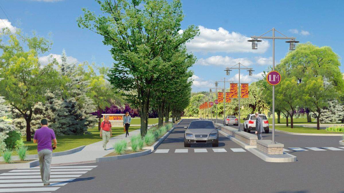 An artist's rendering shows what Market Place and Commerce Lane in Fairview Heights is supposed to look like after the Lincoln Trail Streetscape Project is completed.