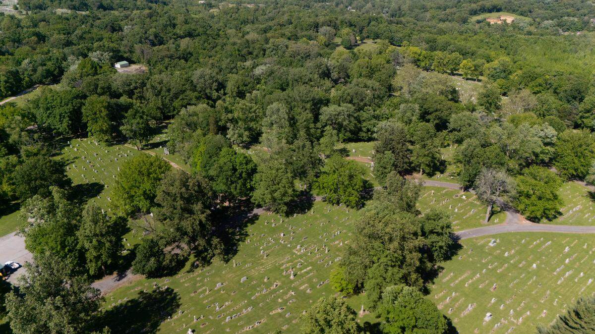 This drone photo shows Mount Hope Cemetery in Belleville, which was established in the late 1800s by Immanuel Evangelical Church. An estimated 27,000 people are buried in it.