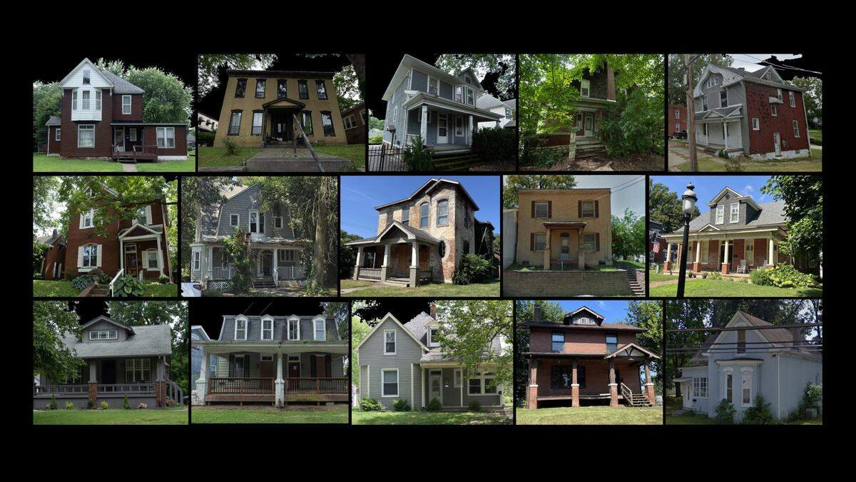 Belleville properties sold by Gregg Crawford’s companies to Tempo Bank borrowers at unusually high prices include, top row, left to right, 420 State St., 218 S. Charles St., 234 Lebanon Ave., 14 Granvue Drive and 112 Gilbert St. (later demolished); middle row, 520 E. C St., 401 S. Jackson St. (demolished), 303 N. Jackson St., 505 Abend St. (demolished) and 211 Abend St.; and bottom row, 308 N. Virginia Ave., 603 Mascoutah Ave., 800 E. D St., 609 S. Jackson St. and 1015 Caseyville Ave. (demolished).