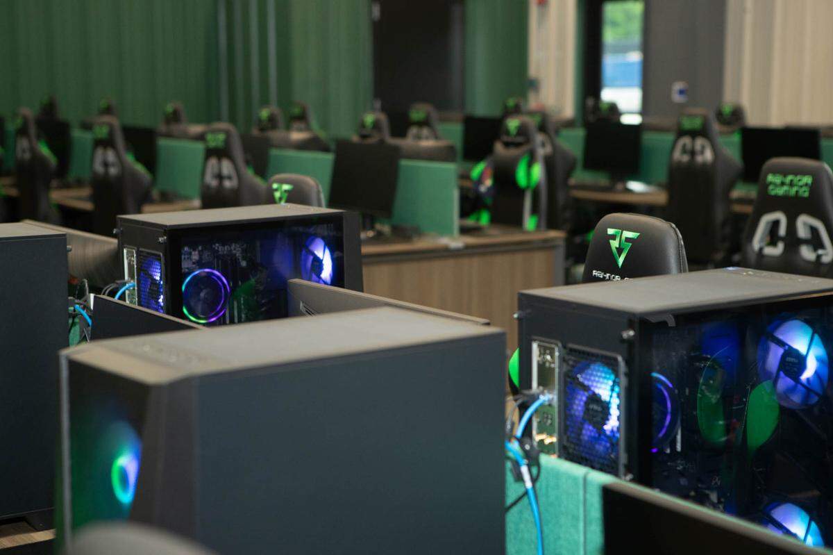 Inside the cave are multiple high-performance computers for gaming and e-sports.