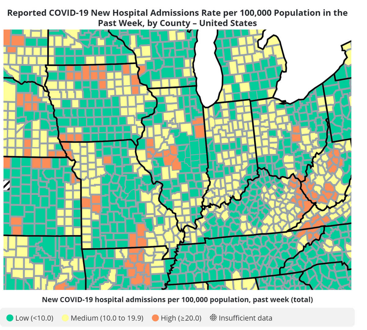 The U.S. Centers for Disease Control and Prevention reports 51 Illinois counties are at medium or high COVID-19 hospitalization levels.