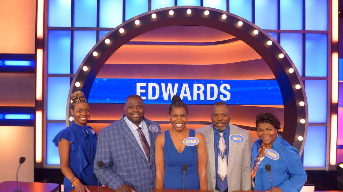 The Edwards family from East St. Louis, seen here, competed on an episode of Family Feud set to air Jan. 31, 2023.