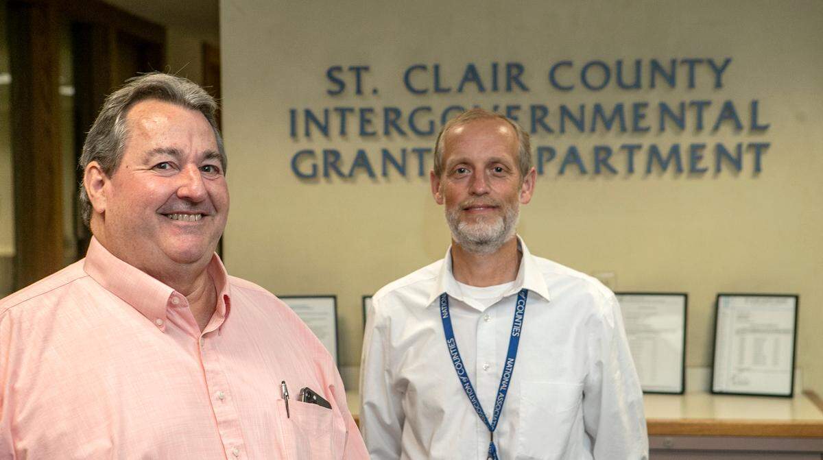 St. Clair County Intergovernmental Grants Department Executive Director Rick Stubblefield, left, is pictured with Matt Jones, who coordinates workforce-development programs.