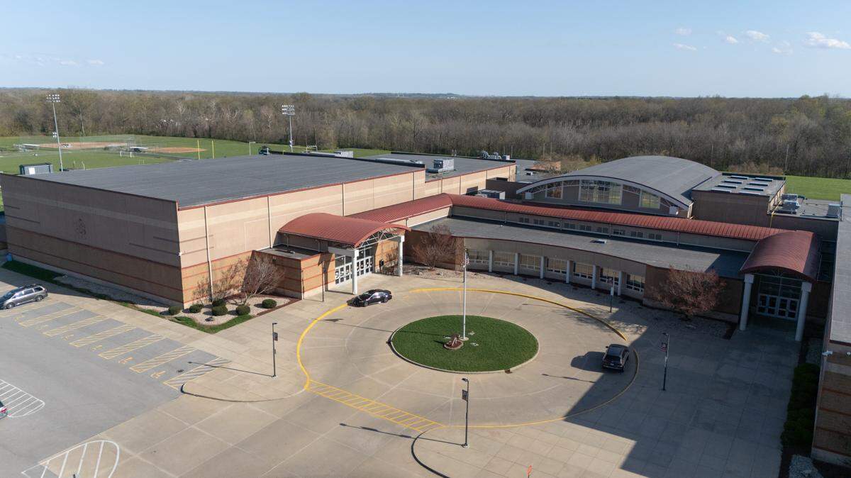 Triad High School in Troy is pictured in this April 7, 2025, drone photograph.