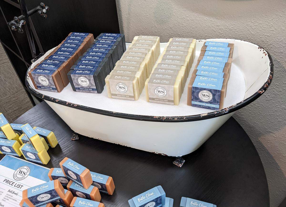 Part of the Water Sweets Soap Company display at Highland Emporium