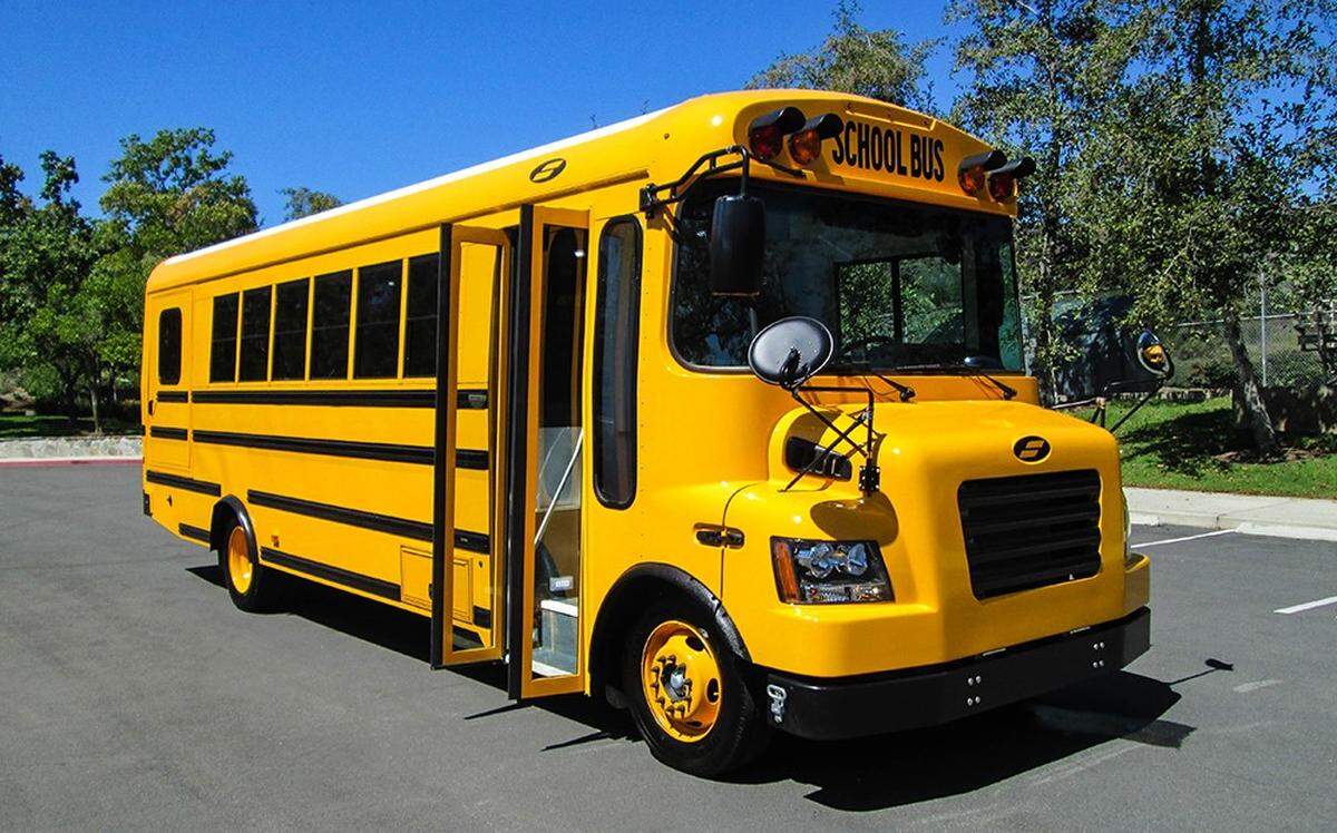 Triad Community Unit School District 2 is getting three all-electric school buses like the one shown here. Their charging station will be built at C.A. Henning Elementary School in Troy.