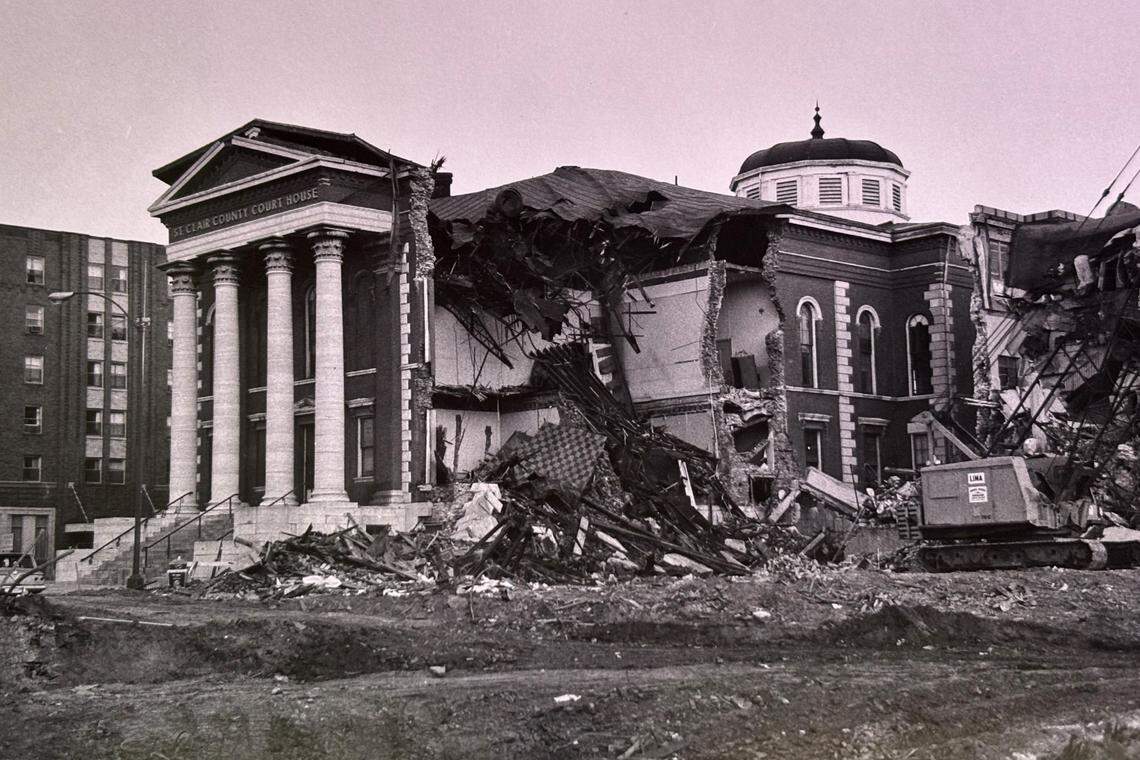 Demolition of the St. Clair County Courthouse in 1972.