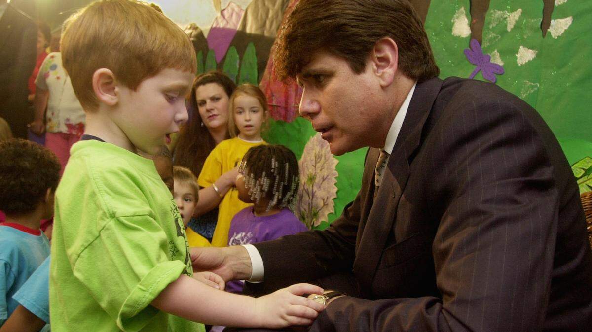 On June 2, 2005, former Illinois governor Rod Blagojevich chatted with a preschooler in Belleville.