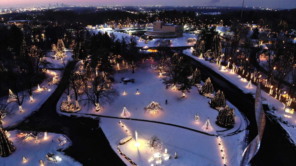 The snow helped illuminate the Shrine of Our Lady of the Snows and the 50th Annual Way of Lights Christmas display in this 2019 file photo.