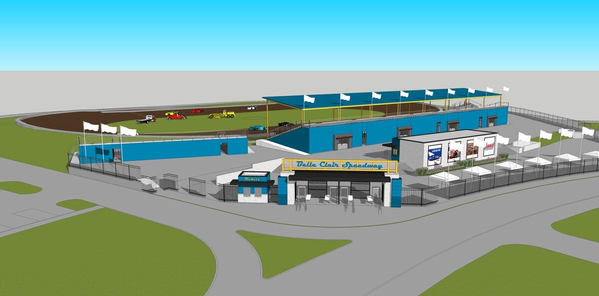 This rendering shows the renovations planned for the Belle-Clair Speedway racetrack in Belleville as of 2026.