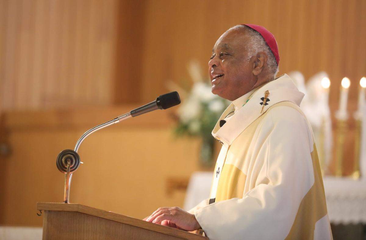 The Most Rev. Wilton D. Gregory, archbishop of the Catholic Archdiocese of Washington, preaches at a recent Mass. He will be elevated to cardinal in November.