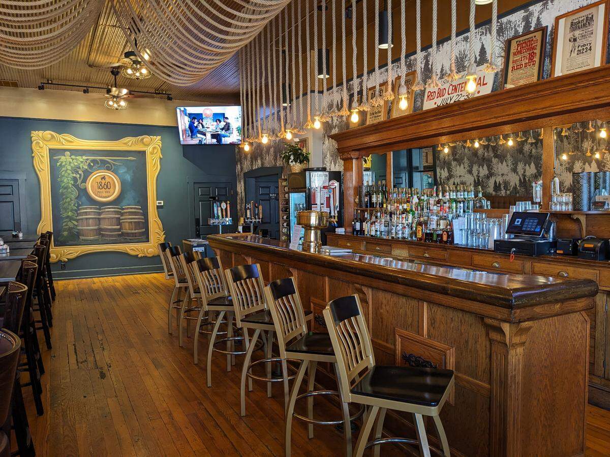 A view of the bar area at 1860 Public House in Red Bud