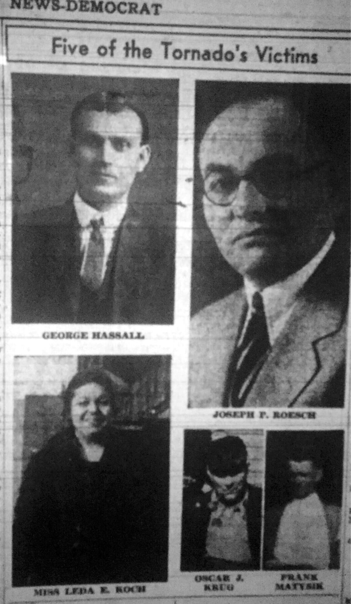 All of the victims of the 1938 tornado were featured in the Belleville News-Democrat in the days following the storm.