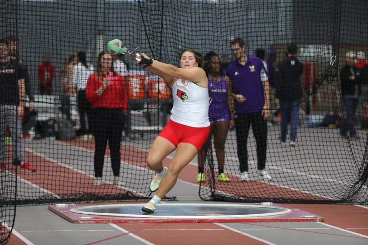 Highland graduate Taylor Kesner competes during a meet as a sophomore for the Illinois State track team. Kesner enjoyed an outstanding campaign and now will take her talents to the University of Wisconsin.