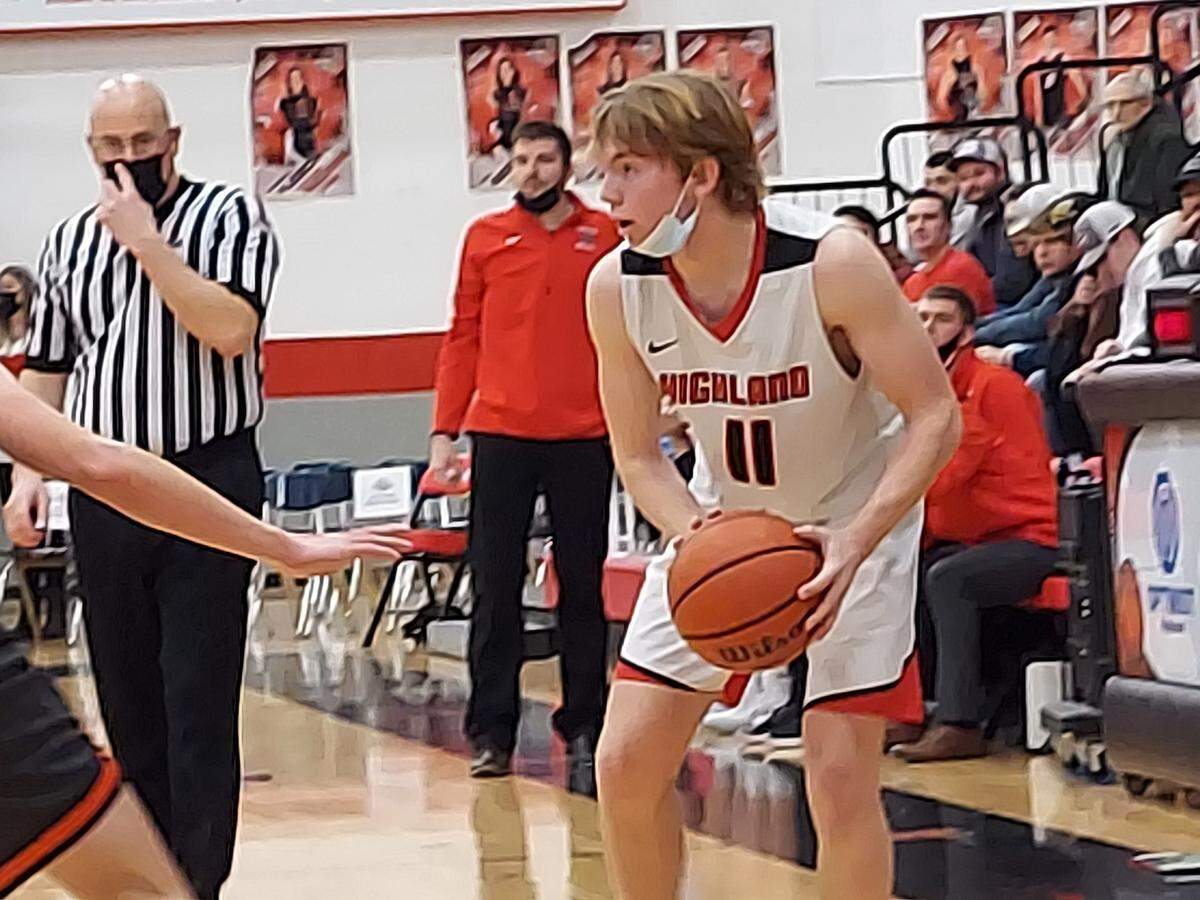 Highland sophomore guard Jake Ottensmeier looks for a shot against Wesclin during game two of the 30th annual Optimist Shootout earlier this season. Ottensmeier of Highland High School is the winner of this week’s Belleville News-Democrat Boys Player of the Week high school basketball poll, as selected by readers of bnd.com.