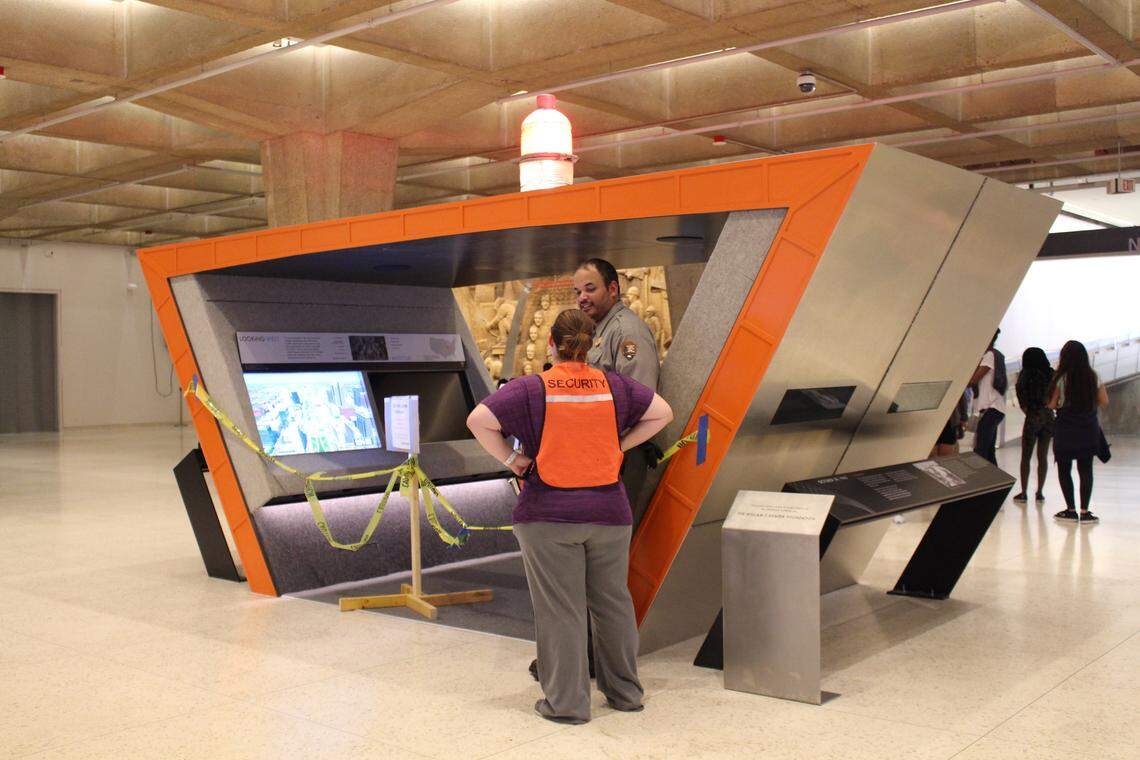 The new Museum at the Gateway Arch has a keystone replica that allows people to pretend they're at the top of the 630-foot-tall monument, looking down on the city of St. Louis in real time.