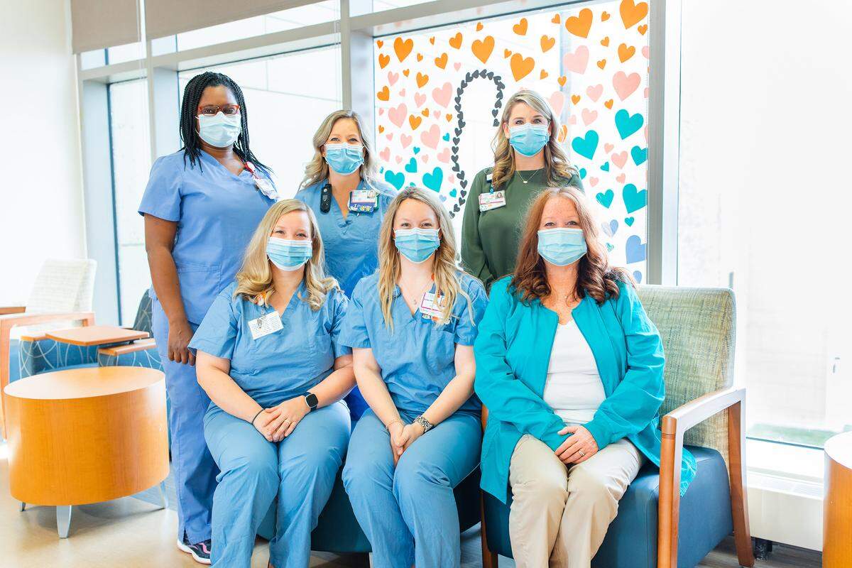 The National Safe Sleep Hospital Certification Program recently recognized the Women and Infants Center at HSHS St. Elizabeth’s Hospital in O’Fallon as a “Gold Safe Sleep Hospital” for their commitment to best practices and education on infant safe sleep. Representing the Women and Infant Center care team are front row, from left, Kimberly Struckhoff, RN; Kaitlyn Norman, RN; and Bernadette Kottkamp, secretary; back row, from left, Natasha Bean, RN, Dawn Charlton, surgical tech, and Amanda Schaefer, MSN, RN, Women and Infants Center manager.