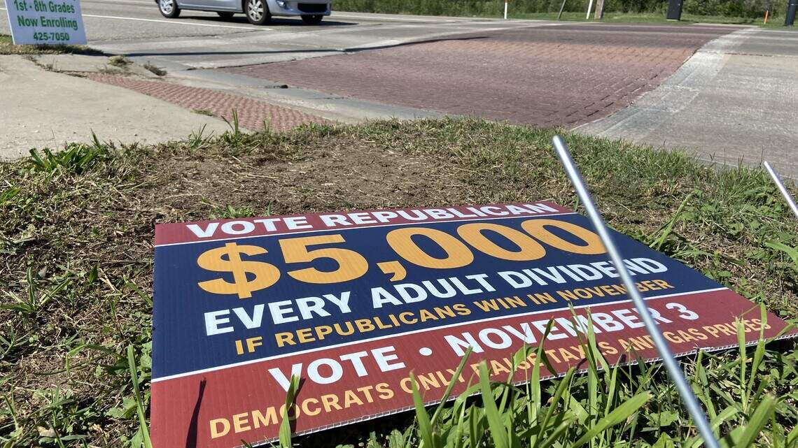 Anonymous signs promise Wichita voters $5,000 if a certain party wins in November