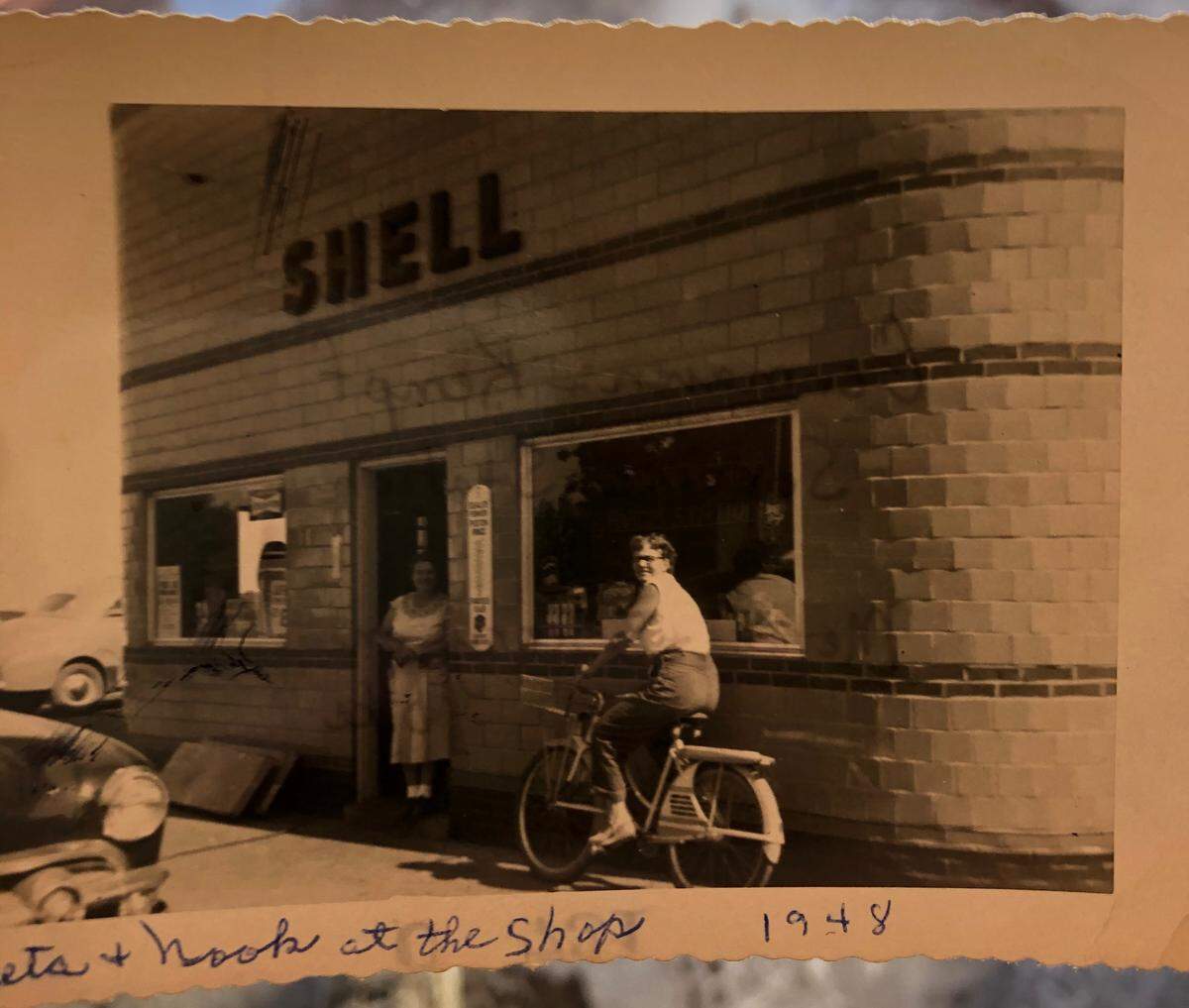 This 1948 photo shows the front door of the Shell station in Millstadt. The yellow glazed-block building now houses a craft brewery called Millpond Brewing & Incubator.