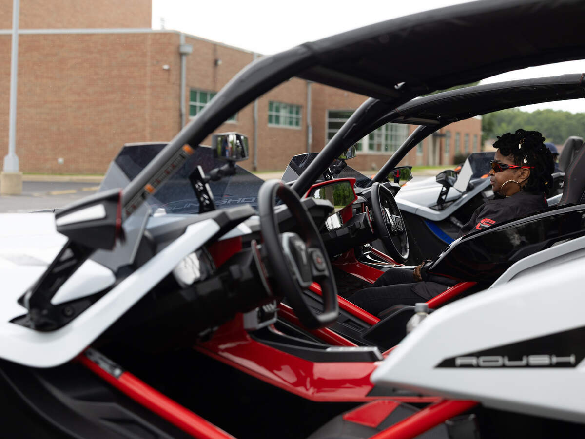 Swansea resident Twyla Lunn sits in her three-wheeler prior to the start of the 618 Day/Juneteenth celebration parade in East St. Louis on June 18.