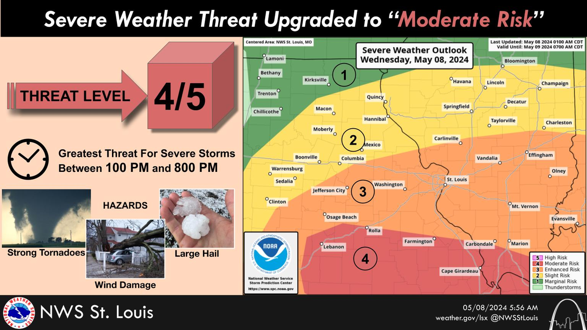 Damaging, severe thunderstorms are possible in the metro-east Wednesday.