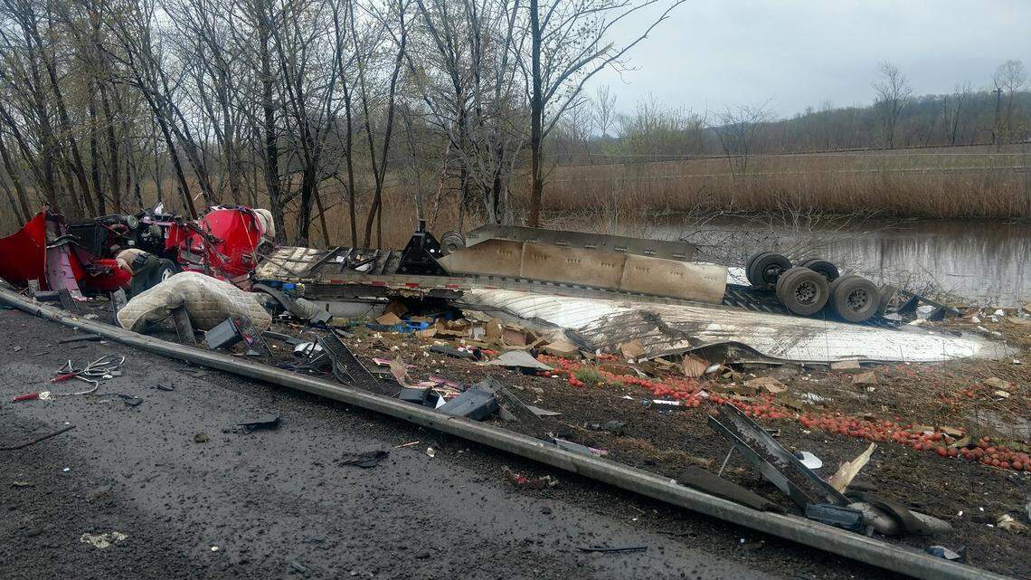 Two semis were involved in a crash near Ina on Monday morning.