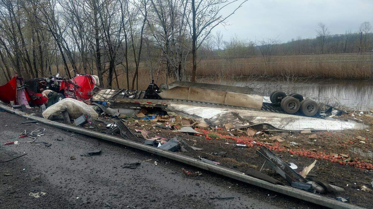Two semis were involved in a crash near Ina on Monday morning.