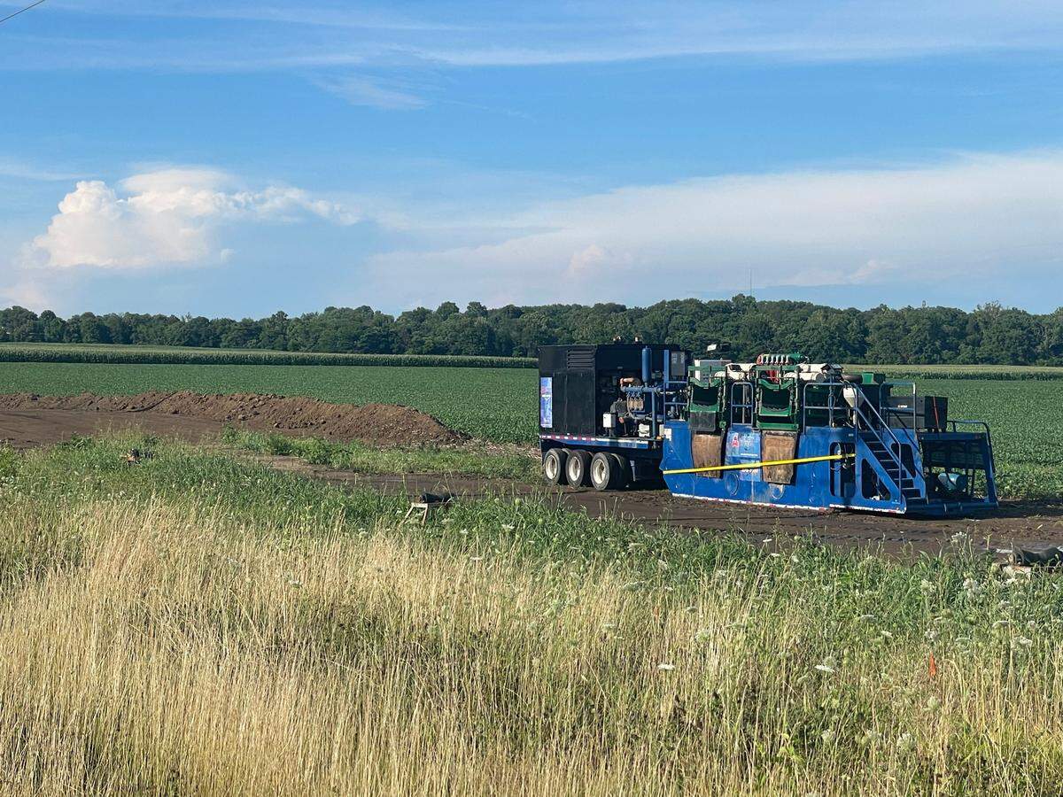 Installation of new steel gas pipes has been completed from Illinois 15 near Eckert’s to about Lebanon Avenue. On the northern end of the 6-mile stretch of Greenmount road, heavy equipment was used to clear easement and make way for more of the 16-inch utility lines.