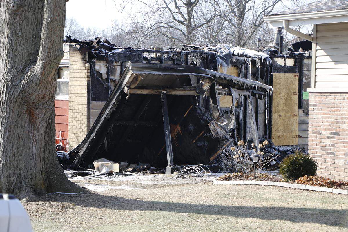 Damage from a fire at 1224 Lynn Street in Highland that burnt down a portion of William and Ashley Eck.