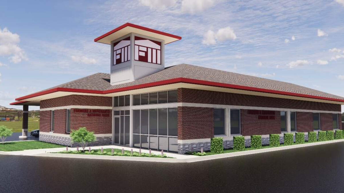 Design rendering of Farmers and Merchants National Bank location in O’Fallon. Courtesy of Michael E. Bauer Architecture