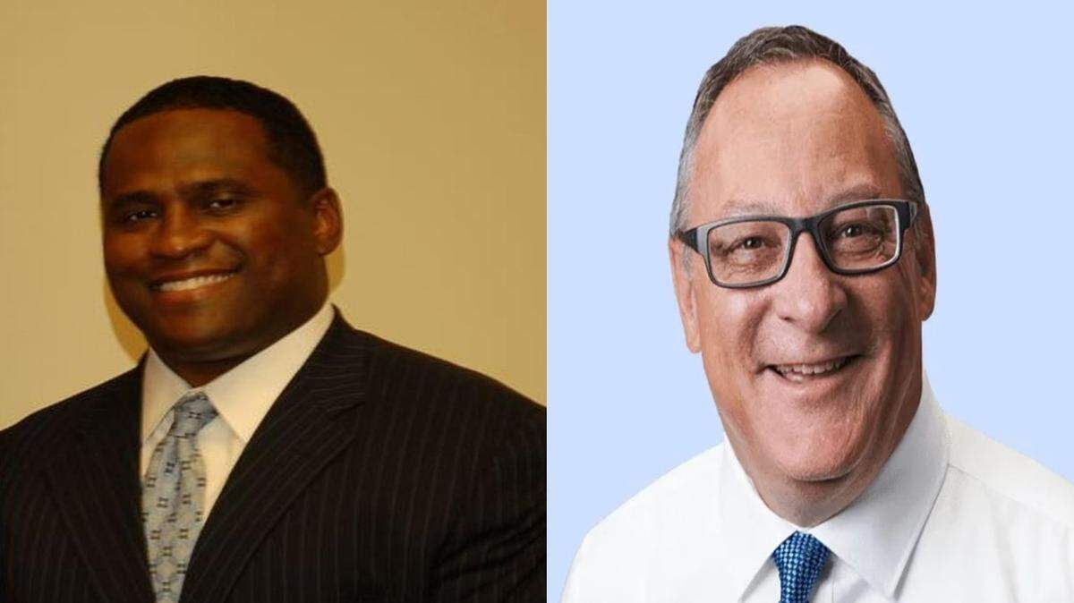 Marvin Lampkin, left, and Mark Sauerwein are stepping down from the Belleville Township High School District 201 board.