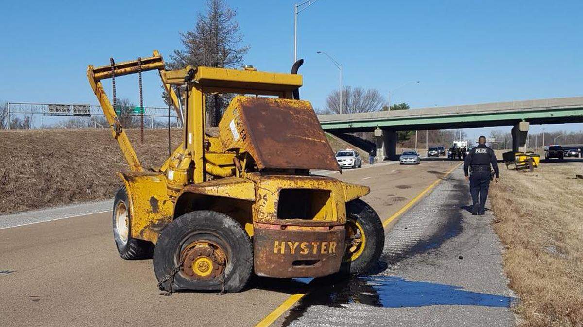 A Belleville bridge was damaged on Sunday when a fork lift in the bed of a truck hit the underside of the bridge.