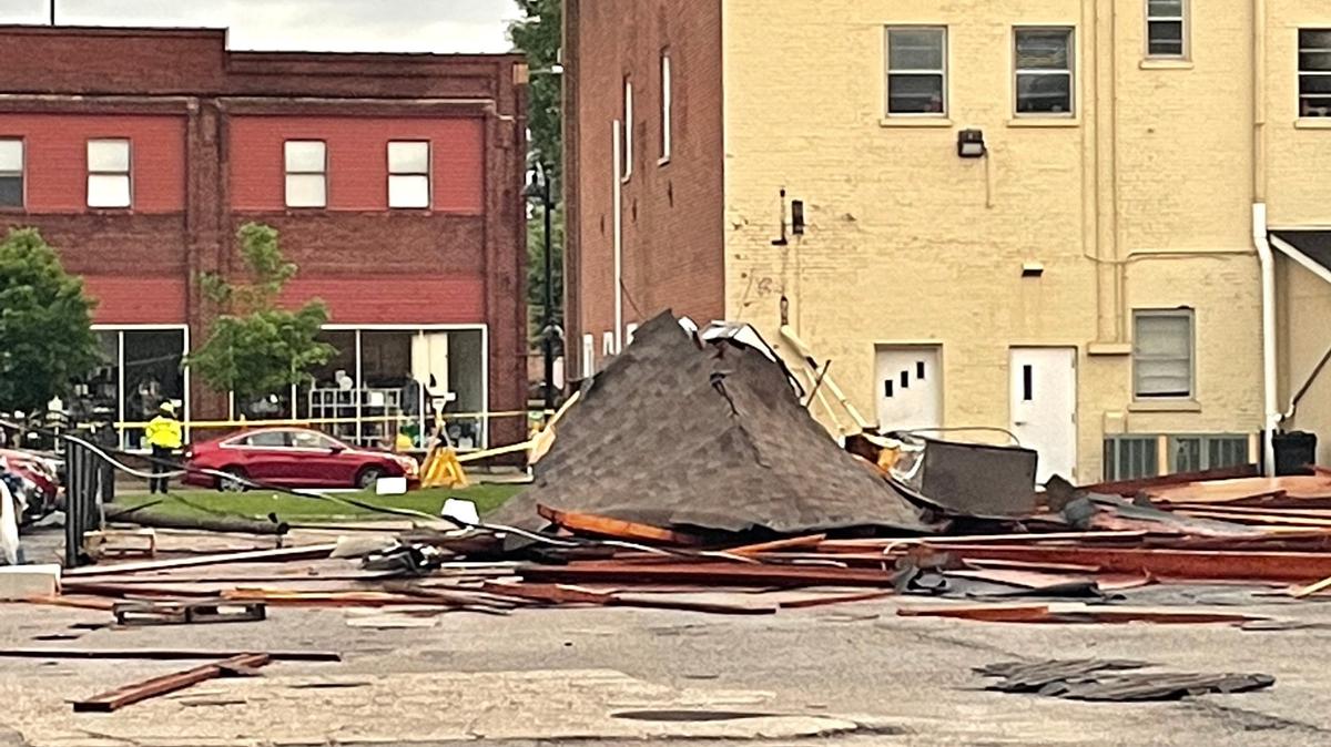 A storm in Belleville blew the roof off of a building at Faith Baptist Church in the 400 block of East Main Street in Belleville on May 19, 2022.