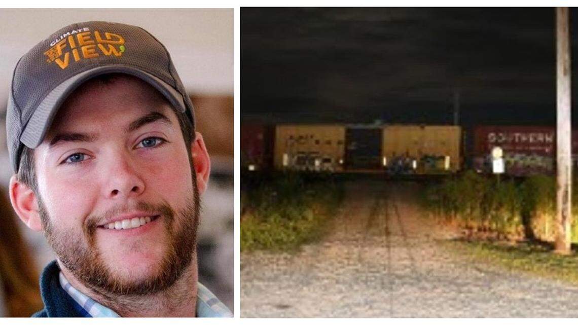 An Illinois State Police photo, right, shows the railroad crossing where Jonah Matthews was fatally struck by a train on June 14, 2019.