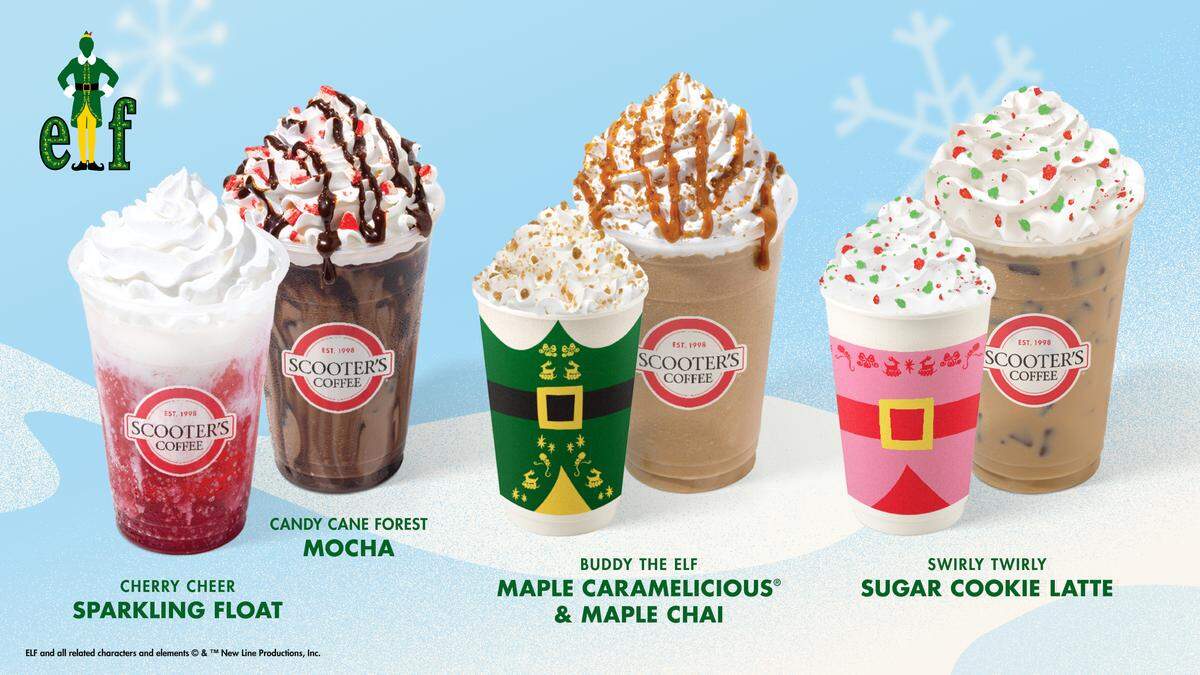 Drinks and foods inspired by the movie "Elf" will soon be available at Scooter's Coffee.